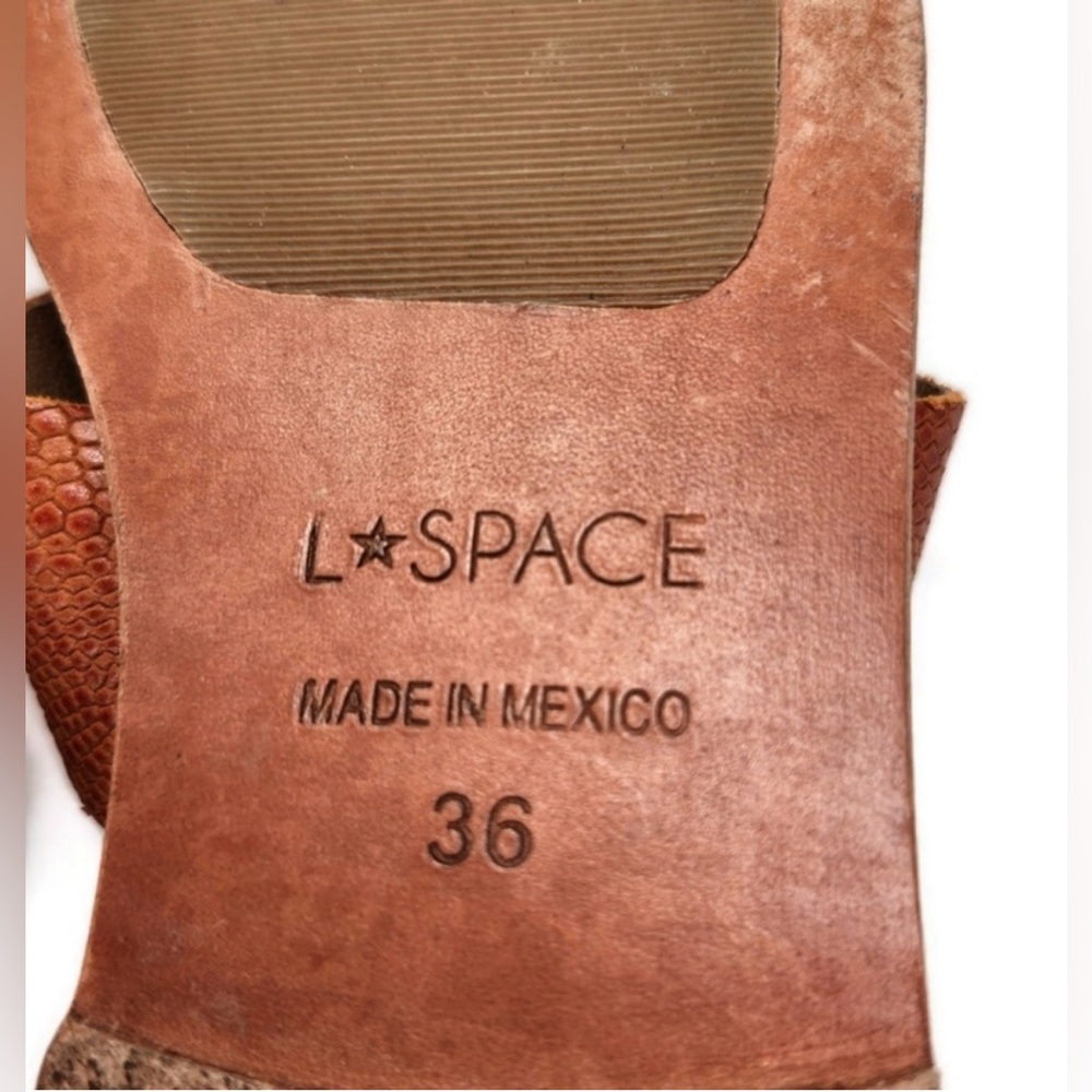 L*Space Miramar Handmade Tan Leather Snake Embossed Toe Post & Loop Sandals - Picture 7 of 13